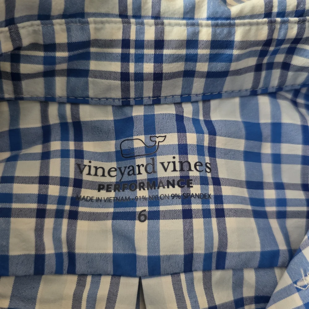 Vineyard Vines Kids Blue and White Plaid Button Down Shirt
